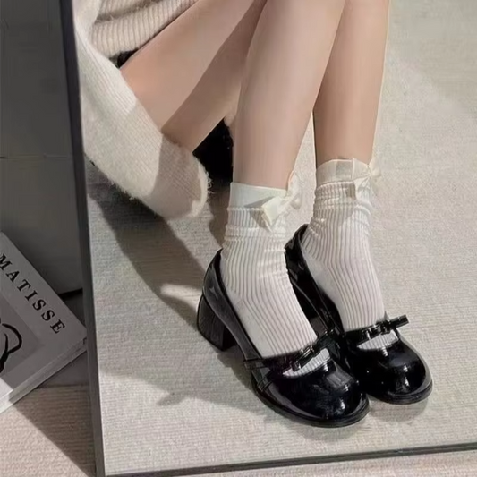 Mid Heel Mary Janes Square Toe Square