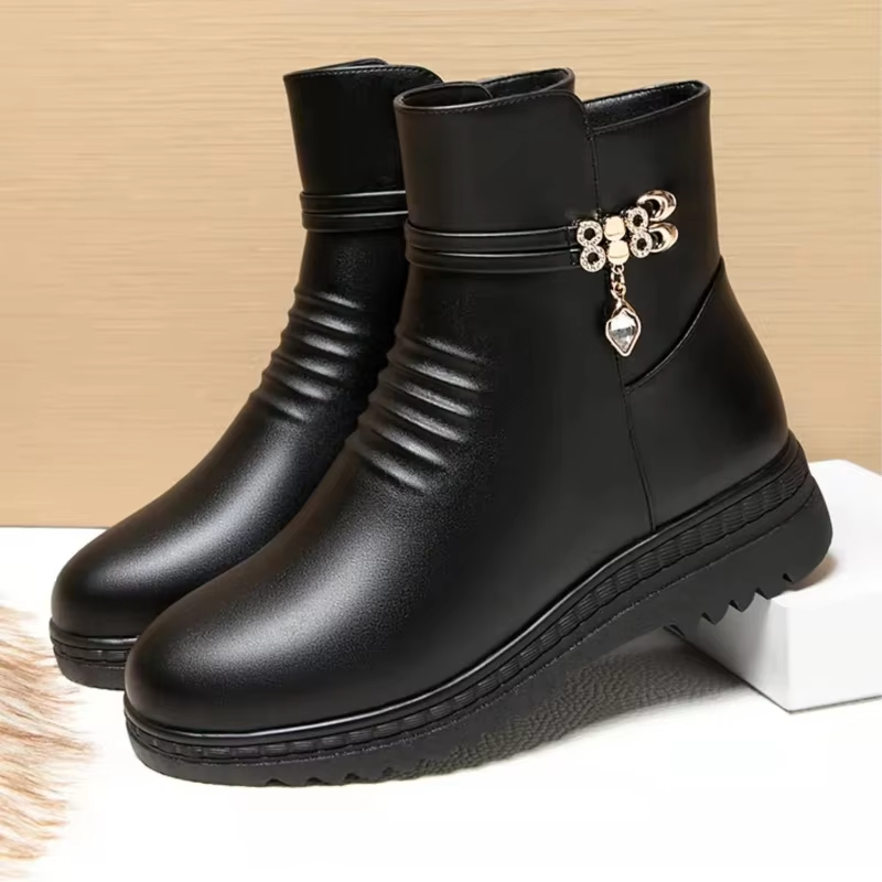 Leather Women Boots Winter