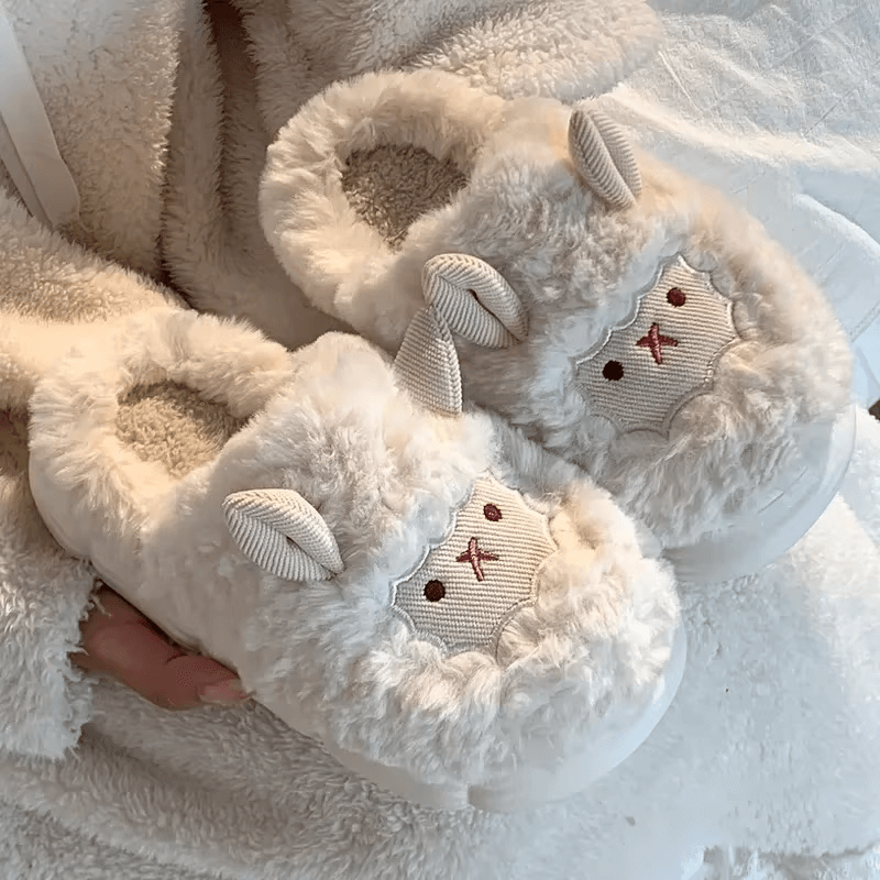 Sheep Plush Slippers – Cozy Comfort for Winter